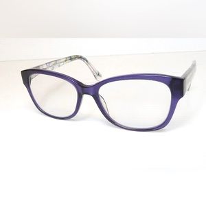 DVF frames navy is purple front with purple and green and clear temples